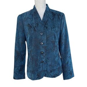 Coldwater Creek Jacquard Blazer Jacket Medium 10 12 Textured Embroidered